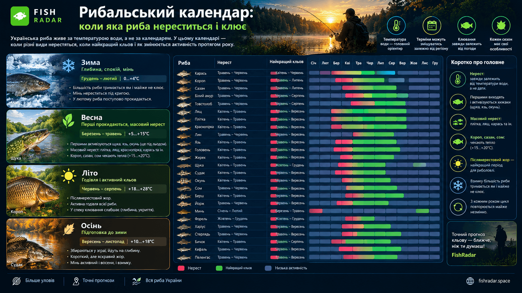 Рибальський календар: коли яка риба нереститься і клює